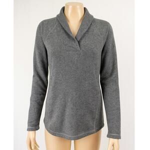 Prana Gray Pullover Sweater Women's Shawl Collar Wool Knit Size M